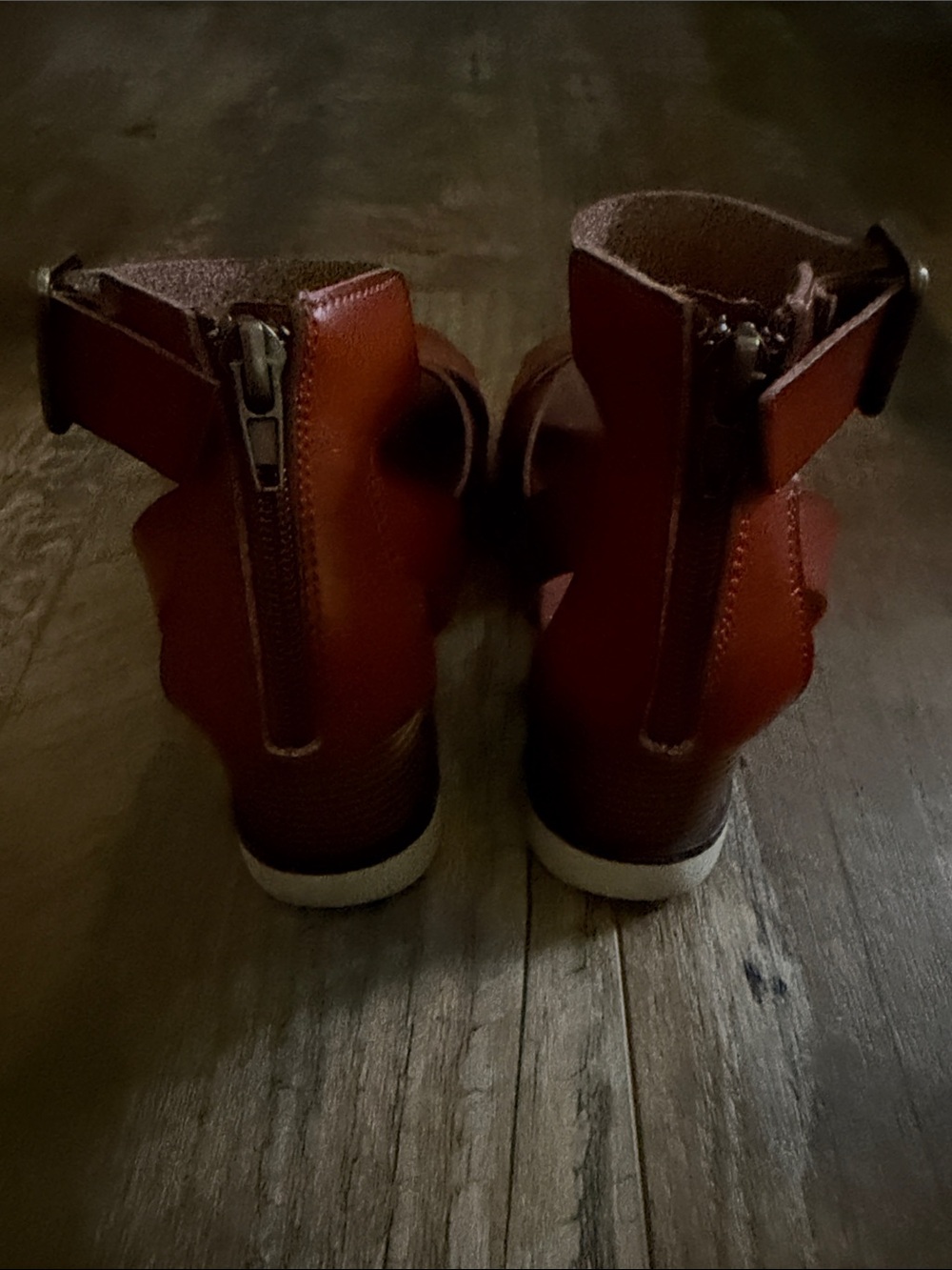 MIA Brown Leather Ankle-Strap Platform Sandals - Women Size 6 - Picture 2 of 5